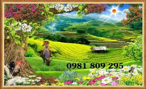 Tranh 3d đồng quê - Tranh gạch ốp tường phòng khách HPO89