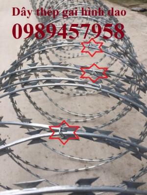 Bán dây thép gai mạ kẽm hình dao, Dây thép gai hình cầu, Dây kẽm gai bùng nhùng