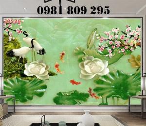 Gạch tranh trang trí phòng khách chim hạc HP00987