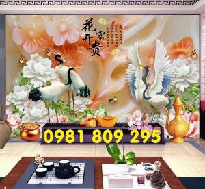 Gạch tranh trang trí phòng khách chim hạc HP00987