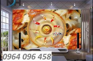 Tranh gạch 3d cữu ngư quần hội - tranh gạch 3d ốp tường - 9765CM