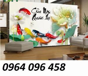 Tranh gạch 3d cữu ngư quần hội - tranh gạch 3d ốp tường - 9765CM