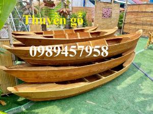 Bán Thuyền chụp hoa sen, Thuyền gỗ trang trí 3m, Thuyền tạo cảnh