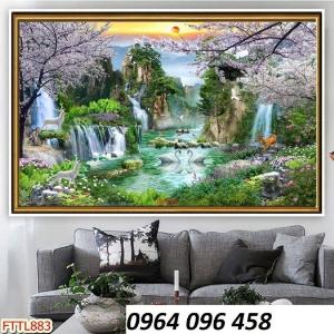 Tranh 3d trang trí phòng khách tranh gạch 3d - I08