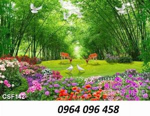 Tranh gạch 3d vườn hoa cây cảnh - GD32