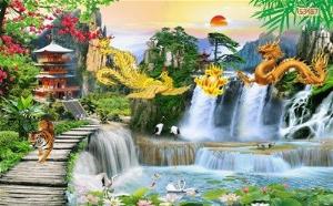 Tranh con hổ 3d - tranh gạch 3d con hổ - HFG4