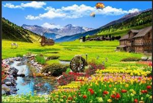 Tranh 3d phong thủy tuổi sửu tranh gạch 3d ốp tường - KHGF44