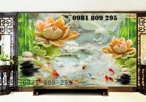 Tranh hoa sen - gạch tranh ốp tường hoa sen HYDF36