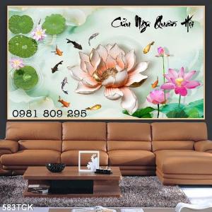 Tranh hoa sen - gạch tranh ốp tường hoa sen HYDF36