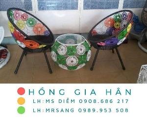 Bàn ghế mây nhựa thư giãn Tp.HCM Hồng Gia Hân PS001