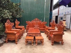 Bộ bàn ghế hoàng gia nguyên khối gỗ hương đá