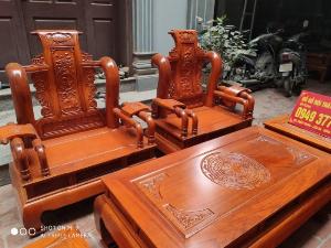 Bộ Bàn ghế tần thuỷ hoàng cột liền yếm liền gỗ gõ đỏ