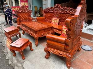 Bộ Bàn Ghế Hoàng Gia Hương Đá Đục Trám Chân 12 Hàng víp