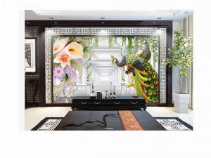 Gạch men họa tiết chim công