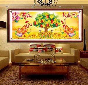 Mẫu tranh gạch 3d phong thủy tài lộc phòng khách 432AN