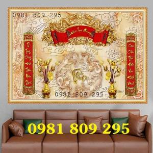 Tranh gạch ốp tường bàn thờ câu đối HDG7