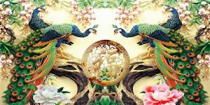 Tranh chim công tranh gạch 3d chim công 432AN