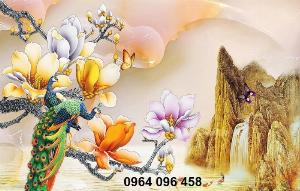 Tranh chim công tranh gạch 3d chim công 432AN