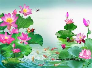 Tranh hoa sen 3d - tranh gạch 3d hoa sen 0999XM