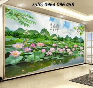 Tranh gạch 3d hoa sen - gạch tranh 3d hoa sen 7644sx