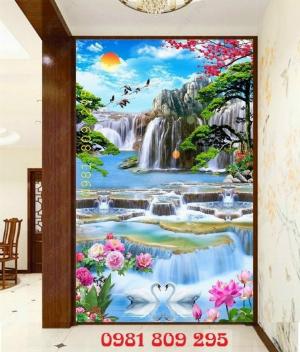 Tranh gạch khổ dọc - gạch 3d thác nước GSF7