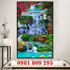 Tranh gạch khổ dọc - gạch 3d thác nước GSF7