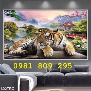 Tranh 3d hổ - tranh gạch mãnh hổ ốp tường GF76