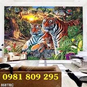Tranh 3d hổ - tranh gạch mãnh hổ ốp tường GF76