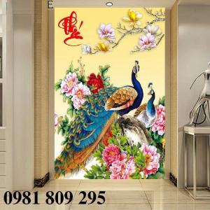 Tranh gạch 3d chim công ốp tường GSF6