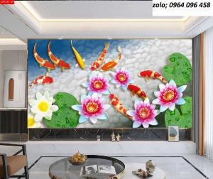 Tranh gạch 3d cửu ngư quần hội - 888XM