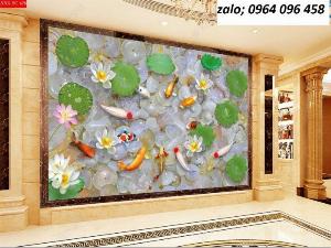 Tranh gạch 3d cửu ngư quần hội - 888XM
