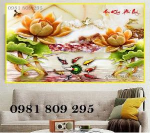 Tranh gạch ốp tường - gạch 3d hoa sen sứ ngọc HSG87