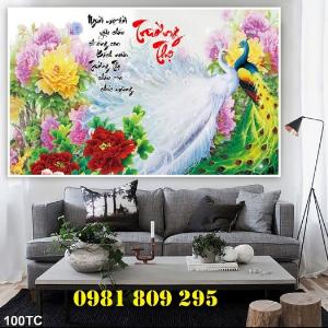 Tranh gạch ốp tường - Tranh 3d chim công GSF7