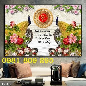 Tranh gạch ốp tường - Tranh 3d chim công GSF7