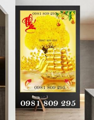 Tranh cây kim tiền - gạch tranh trang trí phòng khách GS7