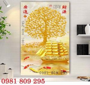 Tranh cây kim tiền - gạch tranh trang trí phòng khách GS7