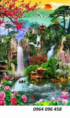 Tranh gạch 3d phong thủy khổ dọc - 0964096458