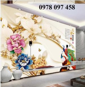 Gạch 3D - hoa đẹp dán tường