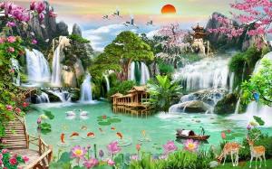 Tranh gạch 3d phong cảnh phong thủy - DD77