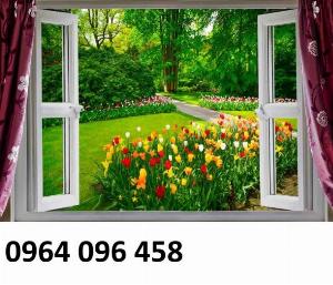 Gạch tranh 3d hình cửa sổ ốp tường - DSA33