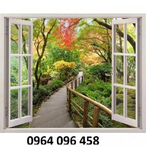 Gạch tranh 3d hình cửa sổ ốp tường - DSA33