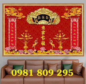 Tranh ốp ban thờ - gạch tranh cửu huyền thất tổ GF76