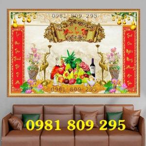 Tranh ốp ban thờ - gạch tranh cửu huyền thất tổ GF76
