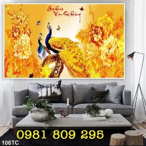 Gạch tranh chim công 3d ốp tường 656OH