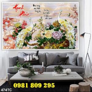 Gạch tranh chim công 3d ốp tường 656OH