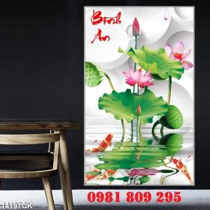 Gạch tranh hoa sen- tranh ốp tường 3d GT65