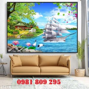 Tranh gạch men thuyền buồm L97