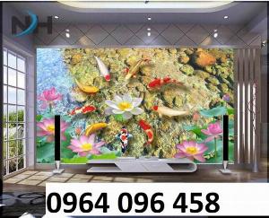 Tranh cá chép 3d - tranh gạch 3d cá chép - HVVC4