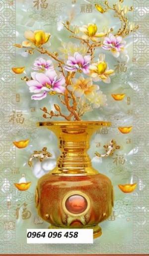 Tranh bình hoa 3d - gạch tranh 3d mẫu bình hoa - 9889C