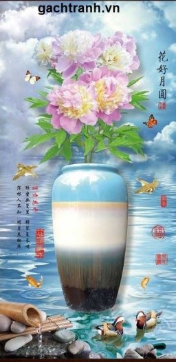 Tranh bình hoa 3d - gạch tranh 3d mẫu bình hoa - 9889C